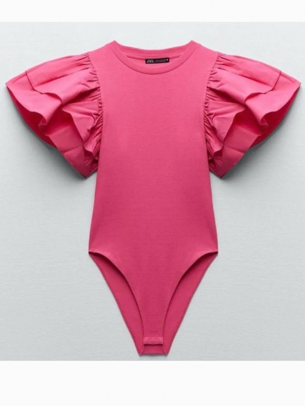 Zara Pink Ruffle Sleeve Bodysuit